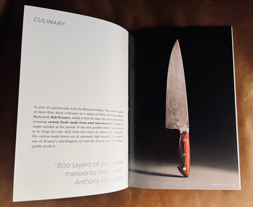 Bob Kramer Custom Knife for Anthony Bourdain with story about the knife