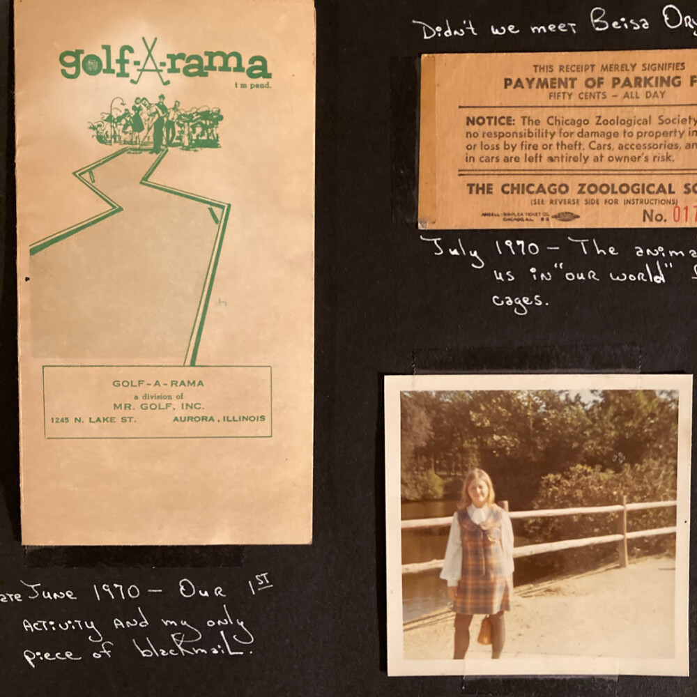 Golf tally card and photo in an old scrapbook